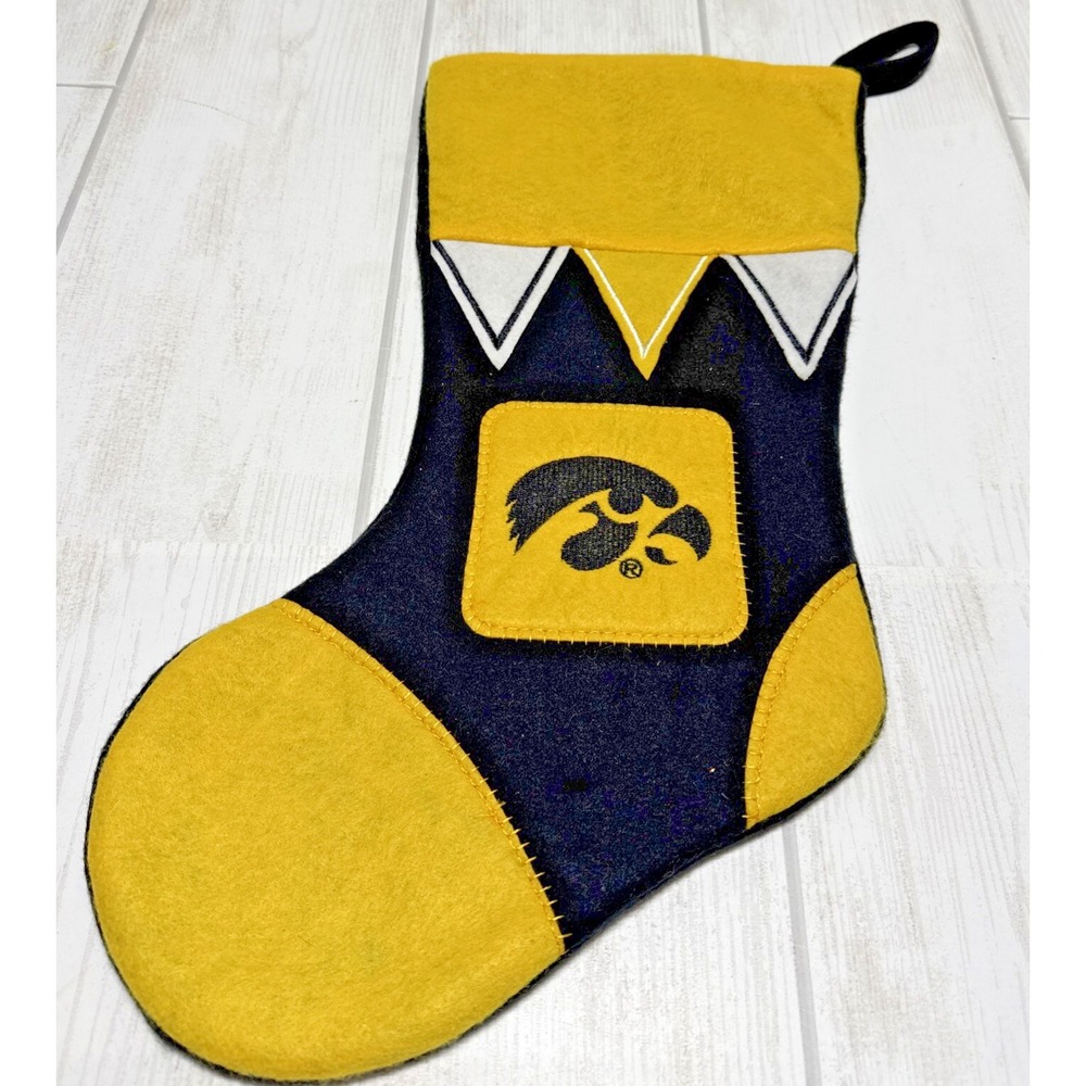 Iowa Hawkeyes Christmas Stocking Holiday 17" Team Logo Black Yellow